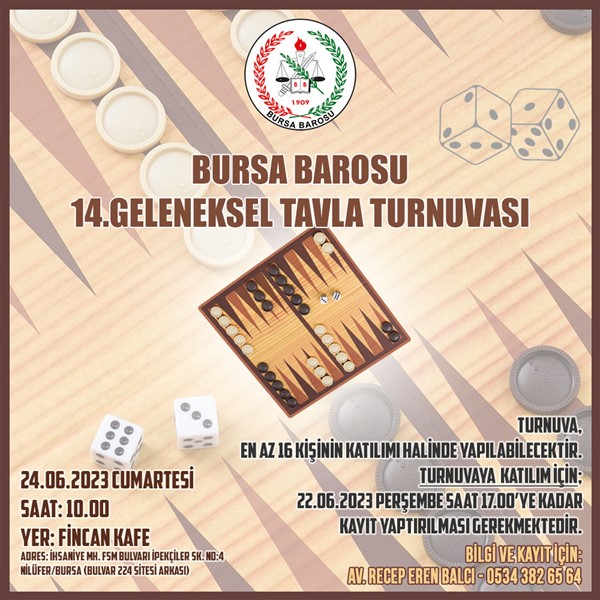 BURSA BAROSU 14.GELENEKSEL TAVLA TURNUVASI